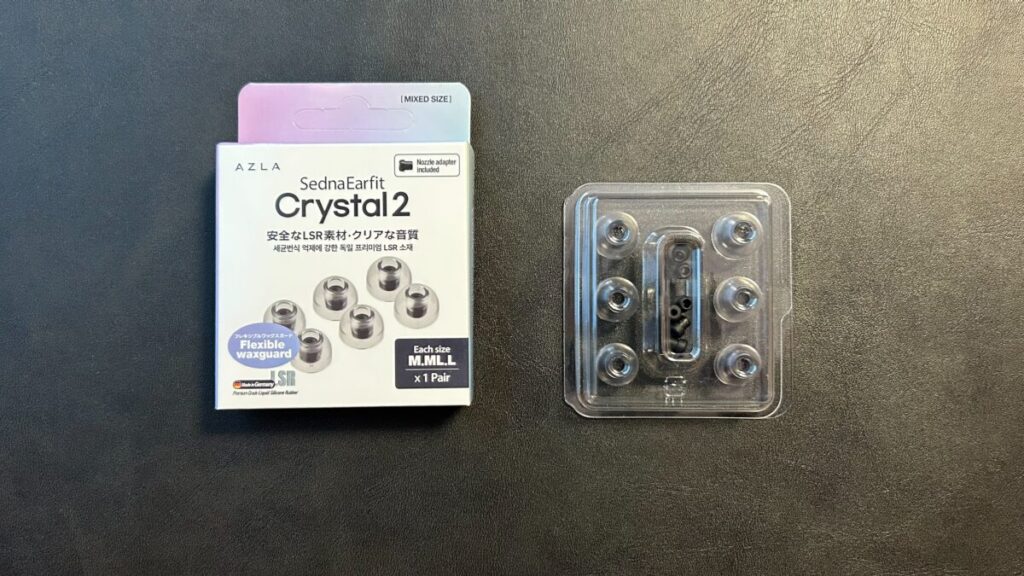 AZLA SednaEarfit Crystal 2 M・ML・Lサイズセットのパッケージと内容物