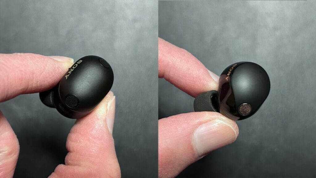 WF-1000XM6（左・2基）とWF-1000XM5（右・1基）のフィードフォワードマイク比較