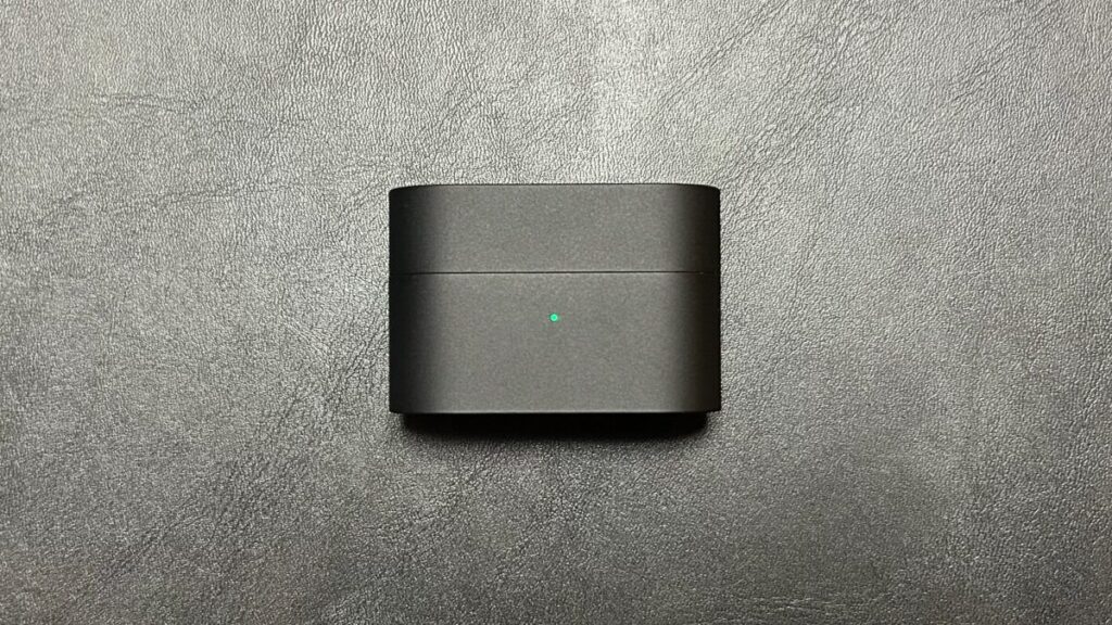 SednaEarfit Crystal 2 Lサイズ装着のWF-1000XM6をケース収納した状態(蓋クローズ)