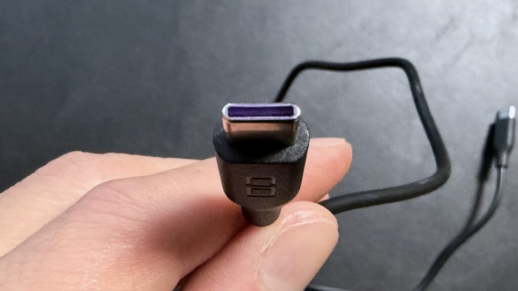CIO SMARTCOBY TRIO 35W SS 付属USB-Cケーブルの端子。両端ともCIO PURPLEを採用